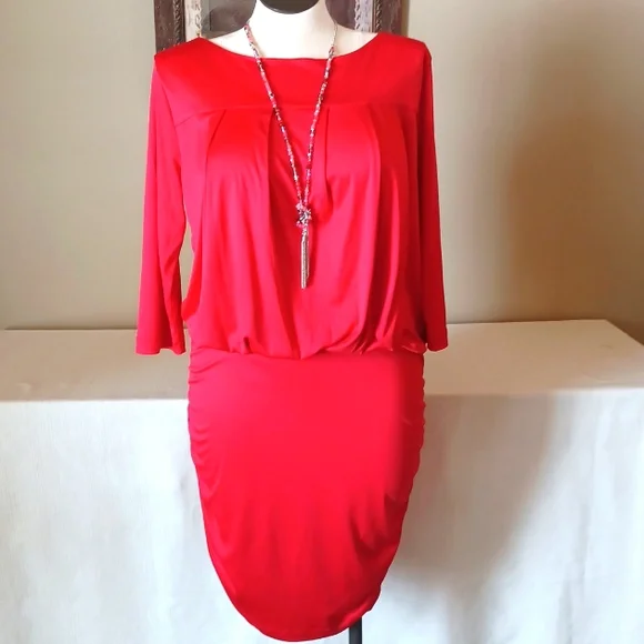 rachel roy red dress Rachel Roy Red Dress & Matching Jacket Size 12, Black Lace Trim, Designer Set